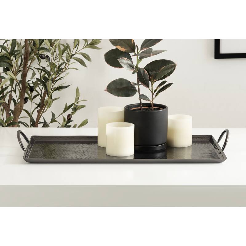 Kate and Laurel Sanzo Hammered Rectangle Metal Tray