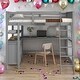 preview thumbnail 1 of 16, Modern Full size Loft Bed With Drawers and Desk,Shelves,Solid Construction for Bedroom Grey