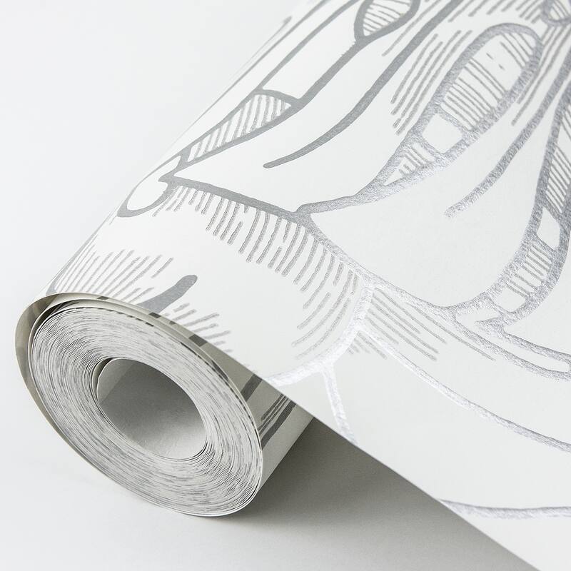 Scott Living Balboa Silver Botanical Wallpaper