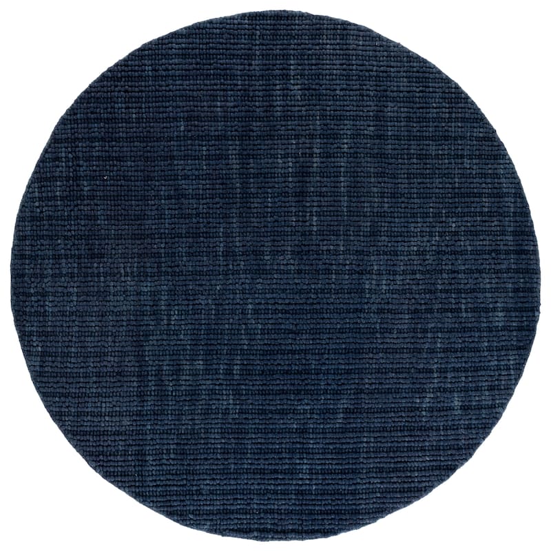 SAFAVIEH Handmade Natural Fiber Couture Mattie Wool Rug - 6' Round - Navy/Blue