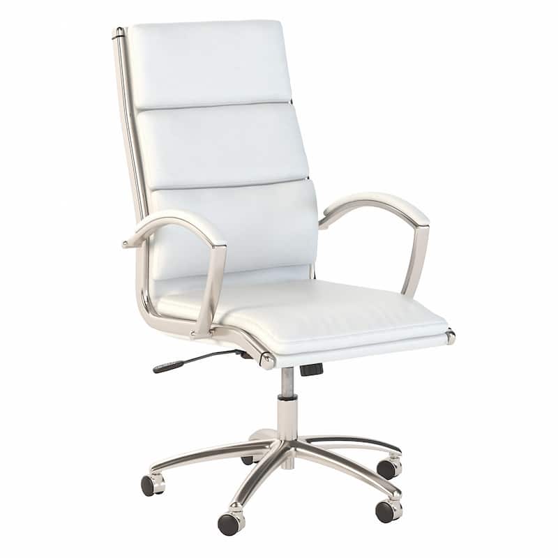 Echo High Back Leather Executive Chair by Bush Business Furniture - White Leather