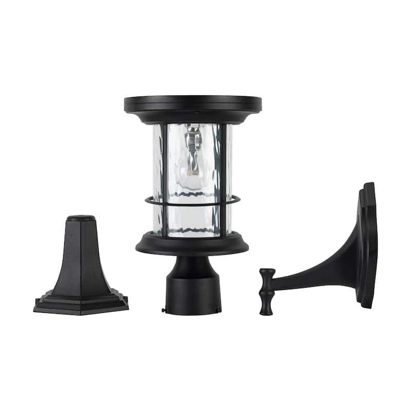 Gama Sonic Silo Black Solar 3' Fitter Post Light with Pier or Wall