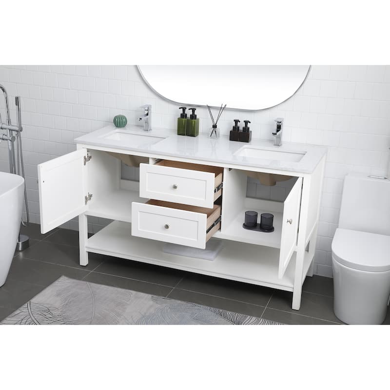 Legacy 54 - 60 Inch Double Bathroom Vanity - 60 Inches - White