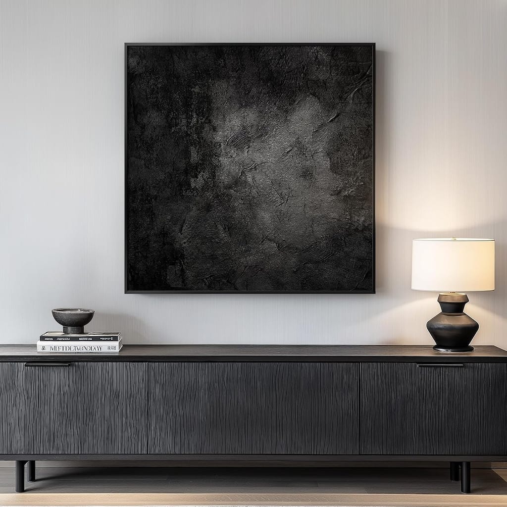 Framed Black Abstract Wall Art, Modern Canvas Prints Paintings