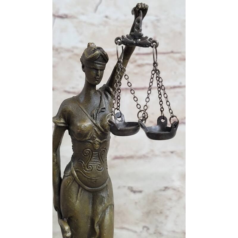 Signed Mayer Lawyer Blind Justice Bronze Figure Law Sculpture Statue Figure Art