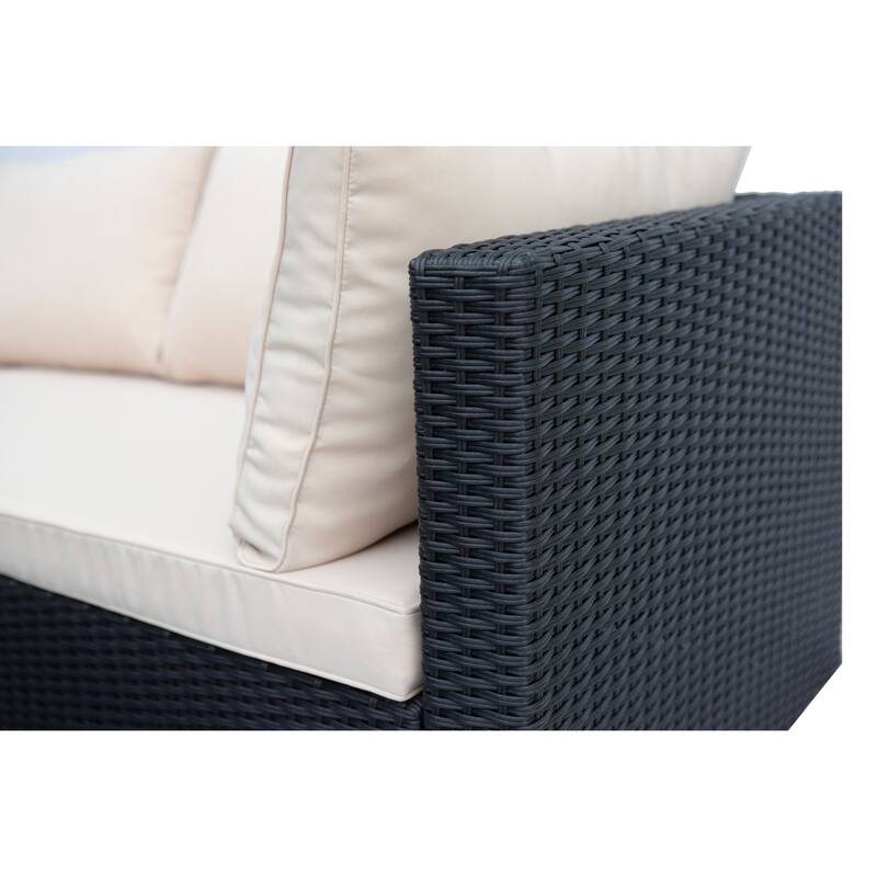 Maypex 3 PC Wicker Outdoor Corner Lounge Seating Set with Cushions