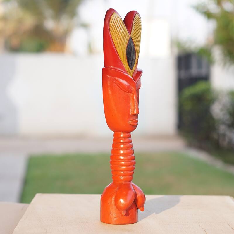 Novica Handmade Red Passion Wood Sculpture