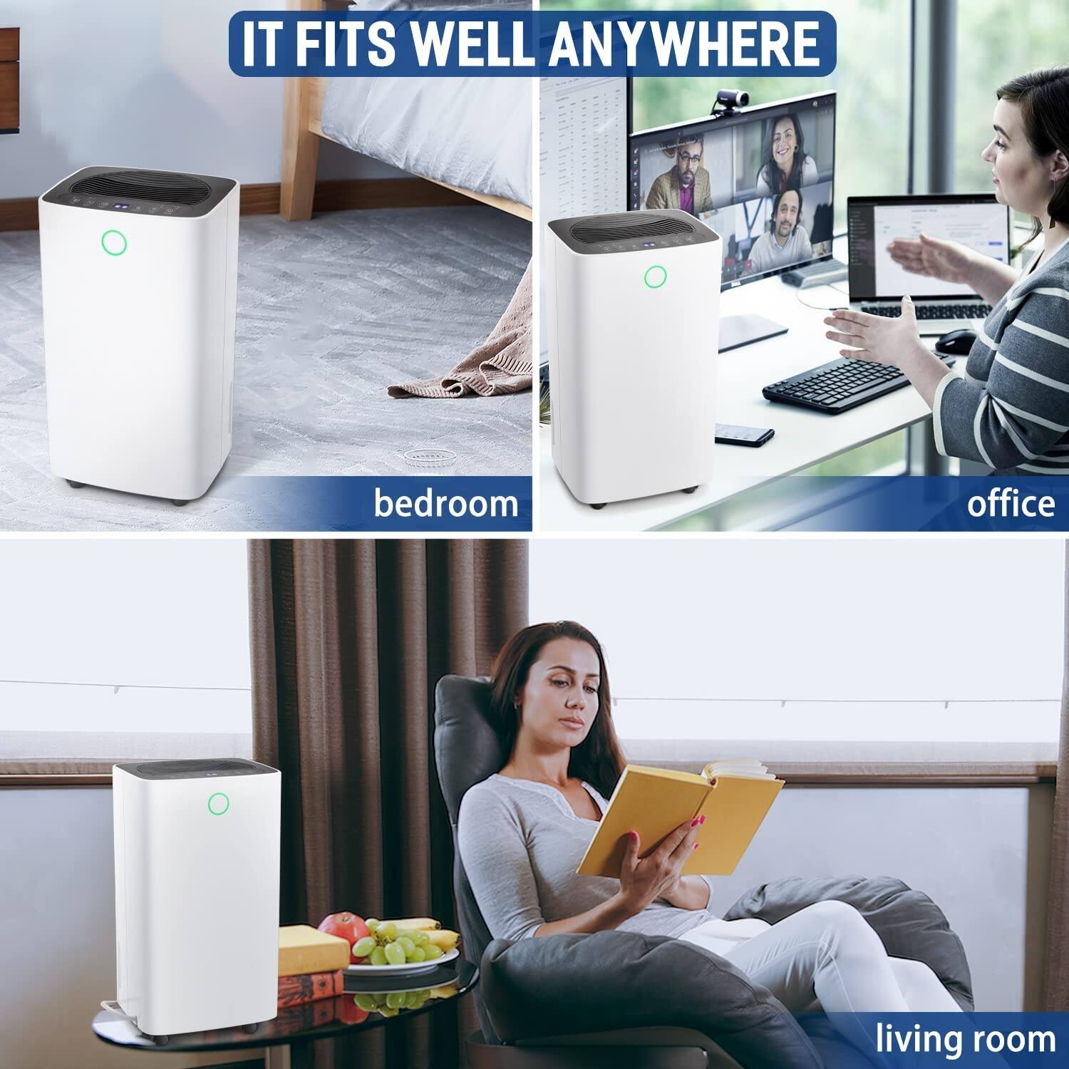 2000 Sq. Ft Dehumidifier, 30 Pint/Day Dehumidifiers with Drain Hose