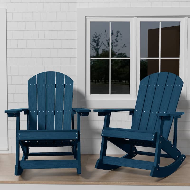 WINSOON All Weather Outdoor Rocking Chair, Set of 2 - Navy-Ax2
