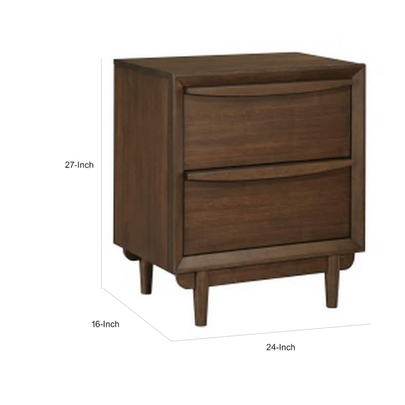 Soly 27 Inch Nightstand, 2 Drawers, USB Port, Lip Pull Handles, Brown