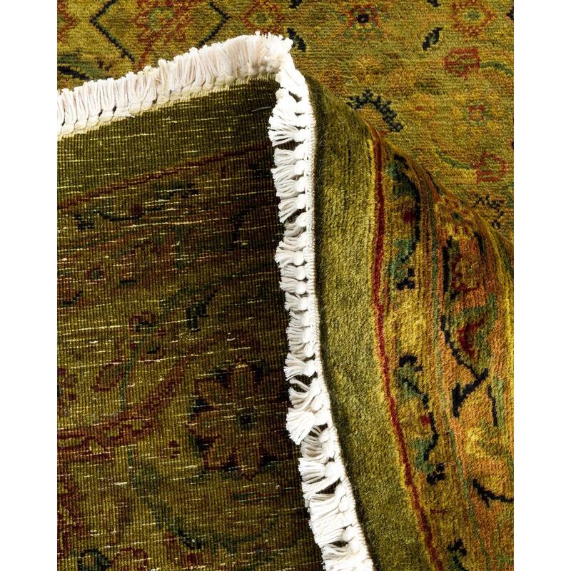 Overton Hand Knotted Wool Vintage Inspired Modern Contemporary Overdyed Gold Area Rug - 6' 2" x 6' 4"