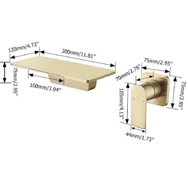 dimension image slide 1 of 3, YASINU Waterfall Bathroom Sink Faucet 1- Handle Wall Mount Lavatory Faucet