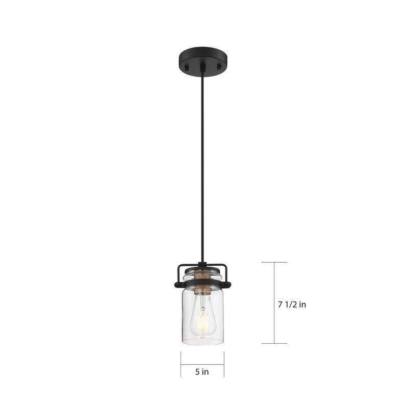 Antebellum 1-Light Mini Pendant Fixture Black and Aged Gold Finish with Clear Glass - N/A
