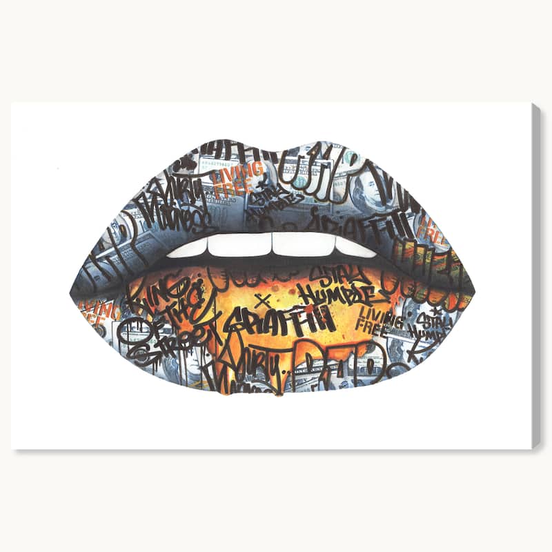Wynwood Studio Canvas Fashion and Glam Dollars Graffiti Gray Modern & Contemporary Wall Art Canvas Print