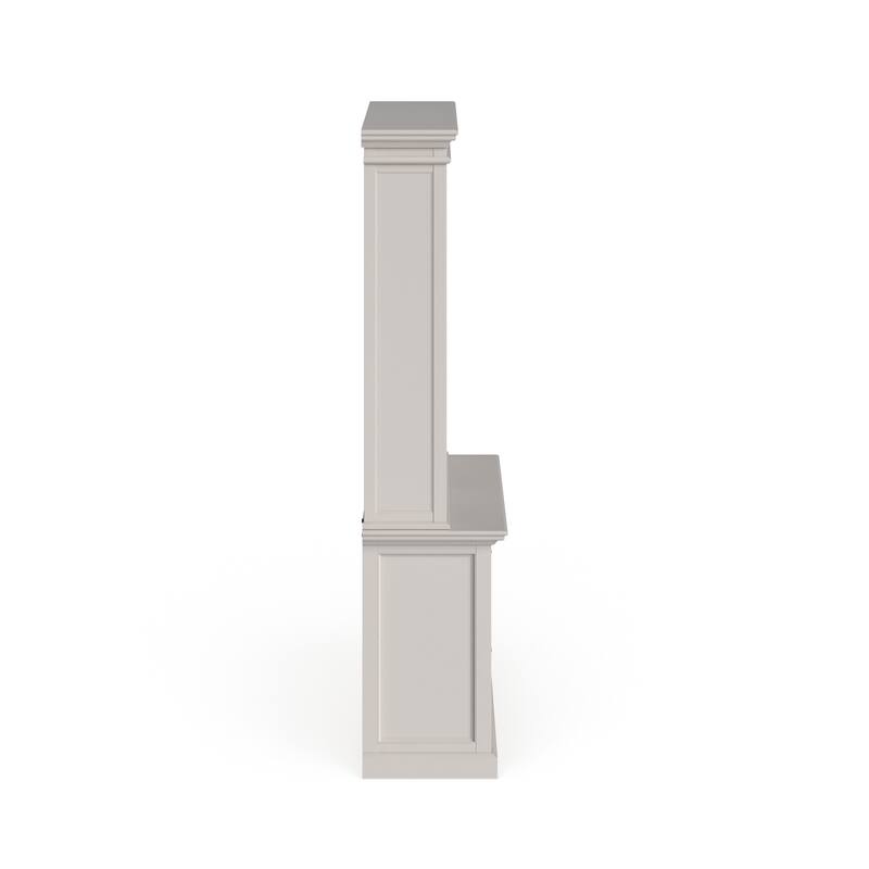 NovaSolo Halifax Coastal White Hutch Bookcase Cabinet | Solid Mahogany Frame | 62.99 x 19.69 x 86.61