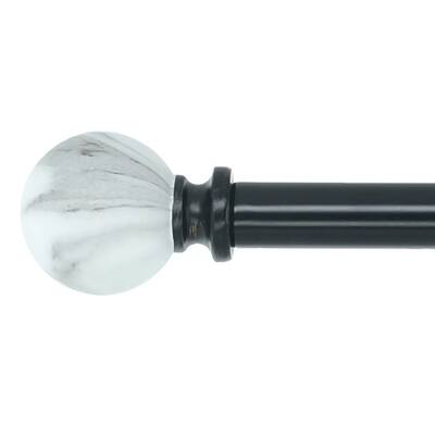 Meriville 3/4" Diameter Single Window Curtain Rod, White Marble Ball
