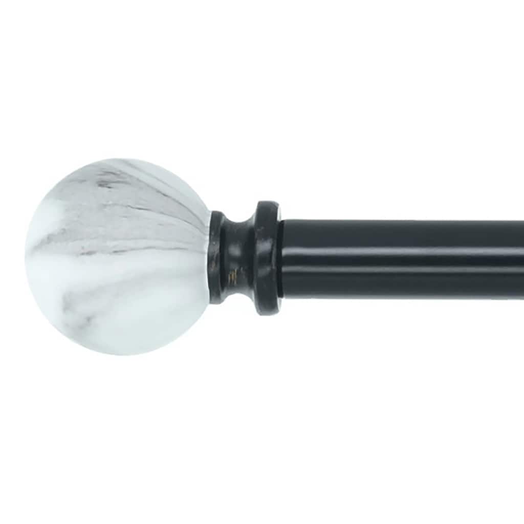 Meriville 3/4" Diameter Single Window Curtain Rod, White Marble Ball