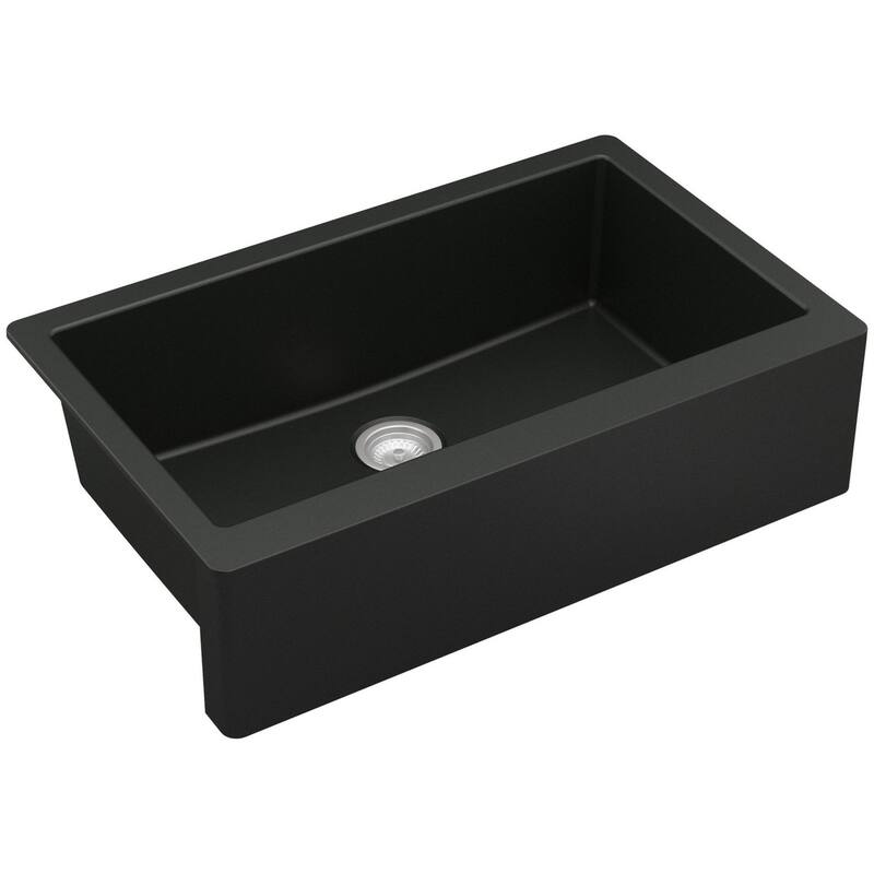 Karran USA QA-740 Farmhouse/Apron-Front Quartz/Granite 34" Single Bowl - Black