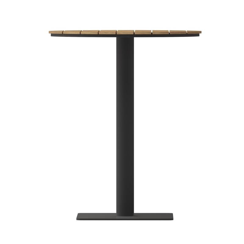 Commercial 24 Inch Round Faux Teak Outdoor Patio Dining Table