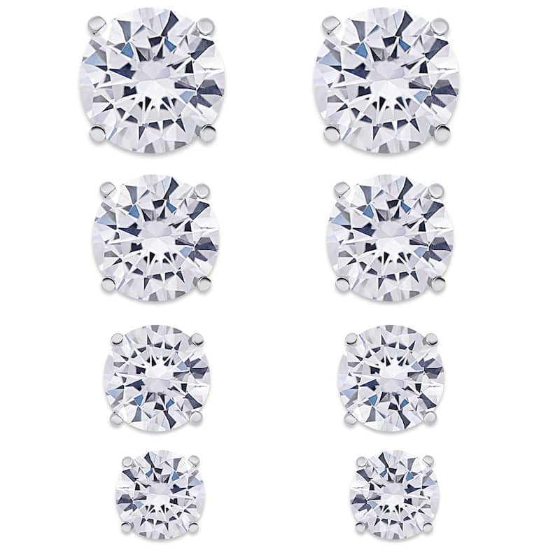 Victoria Townsend .925 Sterling Silver Cubic Zirconia 4Pr. Stud Set