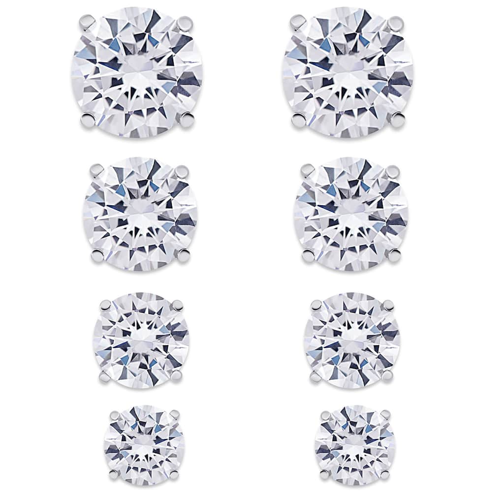 Victoria Townsend .925 Sterling Silver Cubic Zirconia 4Pr. Stud Set
