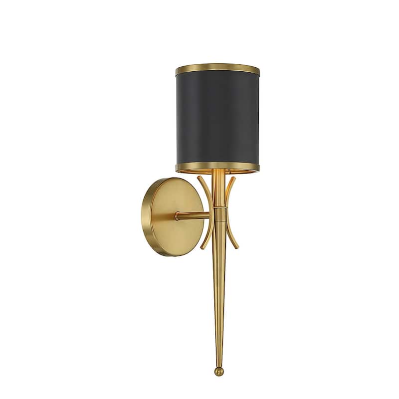 Matte Blackith Warm Brass One Light Wall Sconce from the Quincy Collection