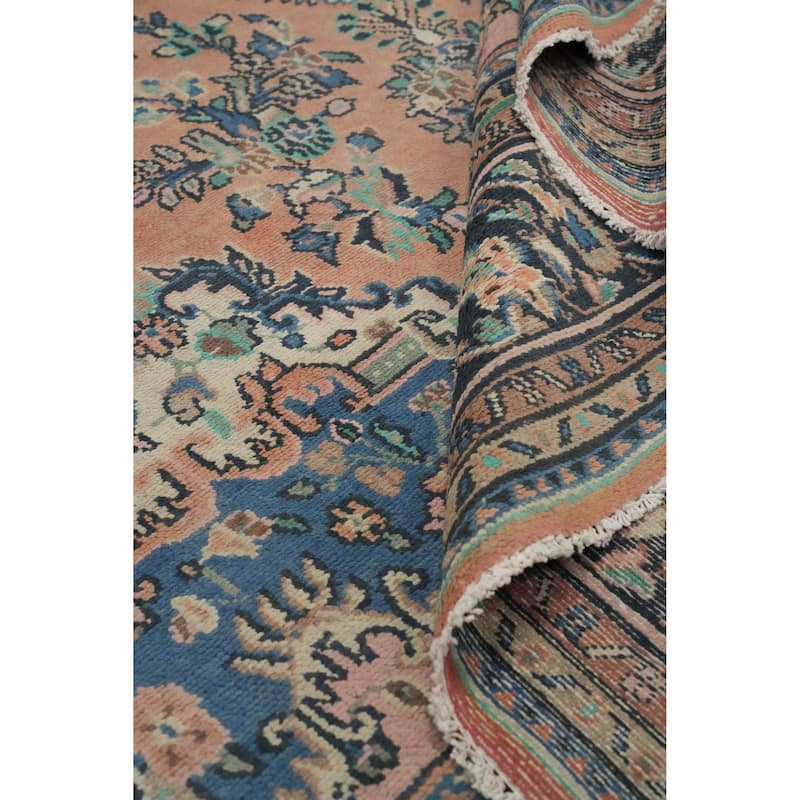 Hand Knotted Oriental 100% Wool Carpet Traditional Floral Peach Hamedan Area Rug - 12' 4'' X 8' 4''