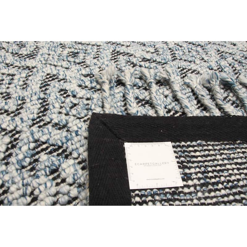 ECARPETGALLERY Braid weave Sienna Blue Wool Rug - 5'3 x 7'3
