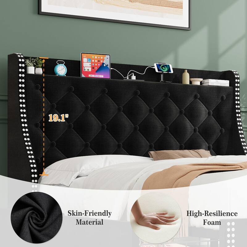 Bed Frame with 4 Storage Drawers and Headboard