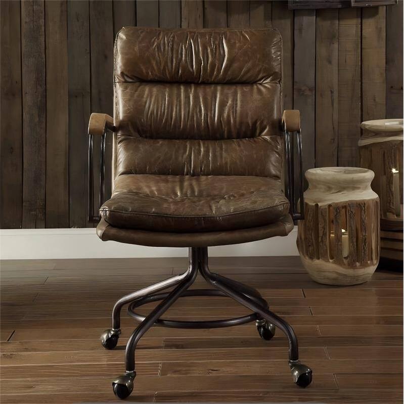 Luxury Whiskey Top Grain Leather Vintage Office Chair