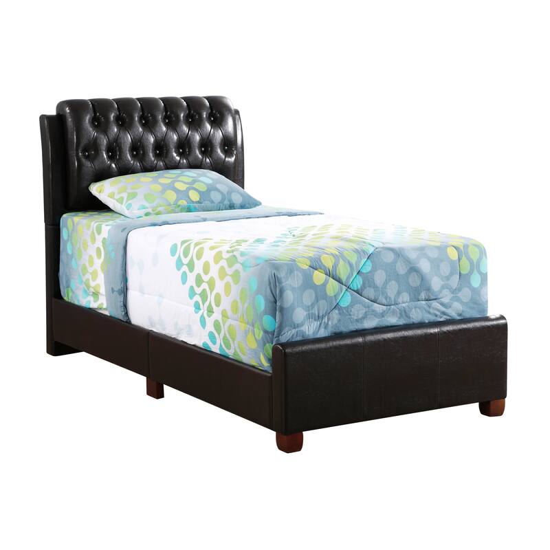 Twin Size PU Panel Bed with Sturdy PU Construction and Space-Saving Design