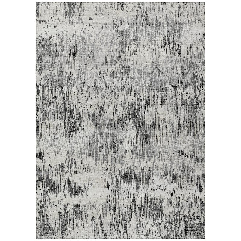Indoor/ Outdoor Accord Modern Brushstrokes Polyester Washable Rug New