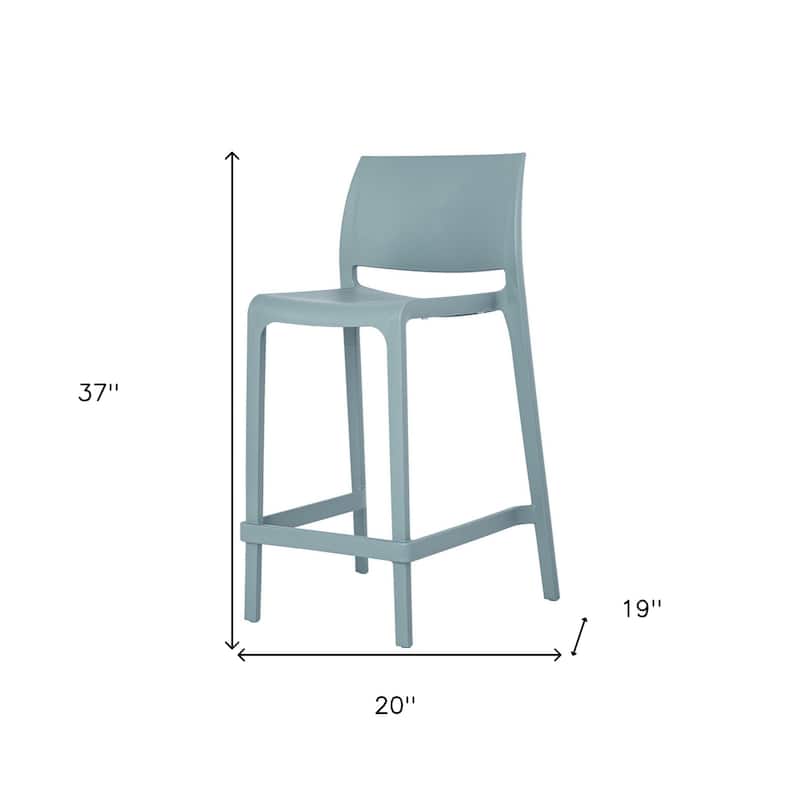HomeRoots Set of Four 26" Baby Blue Heavy Duty Plastic Low Back Outdoor Counter Height Bar Chairs