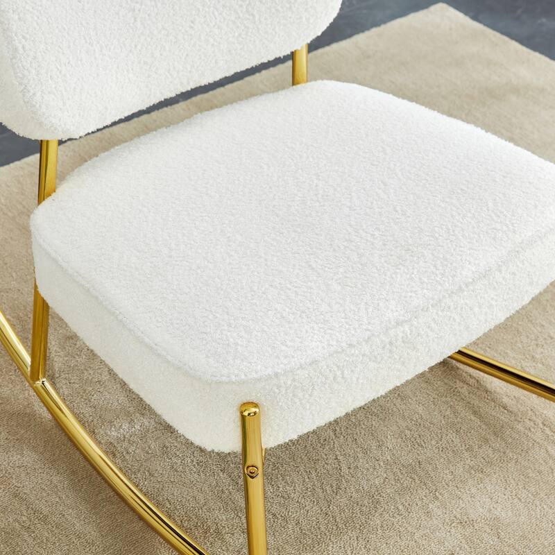 PU/Teddy suede material cushioned rocking chair with metal legs