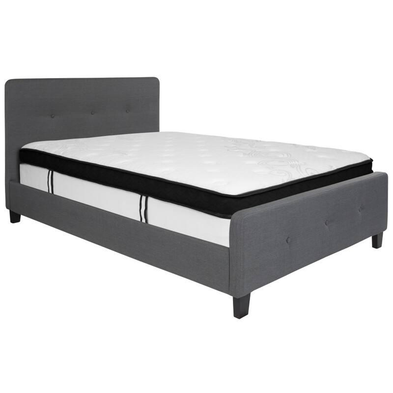 Button Tufted Platform Bed with Memory Foam Pocket Spring Mattress