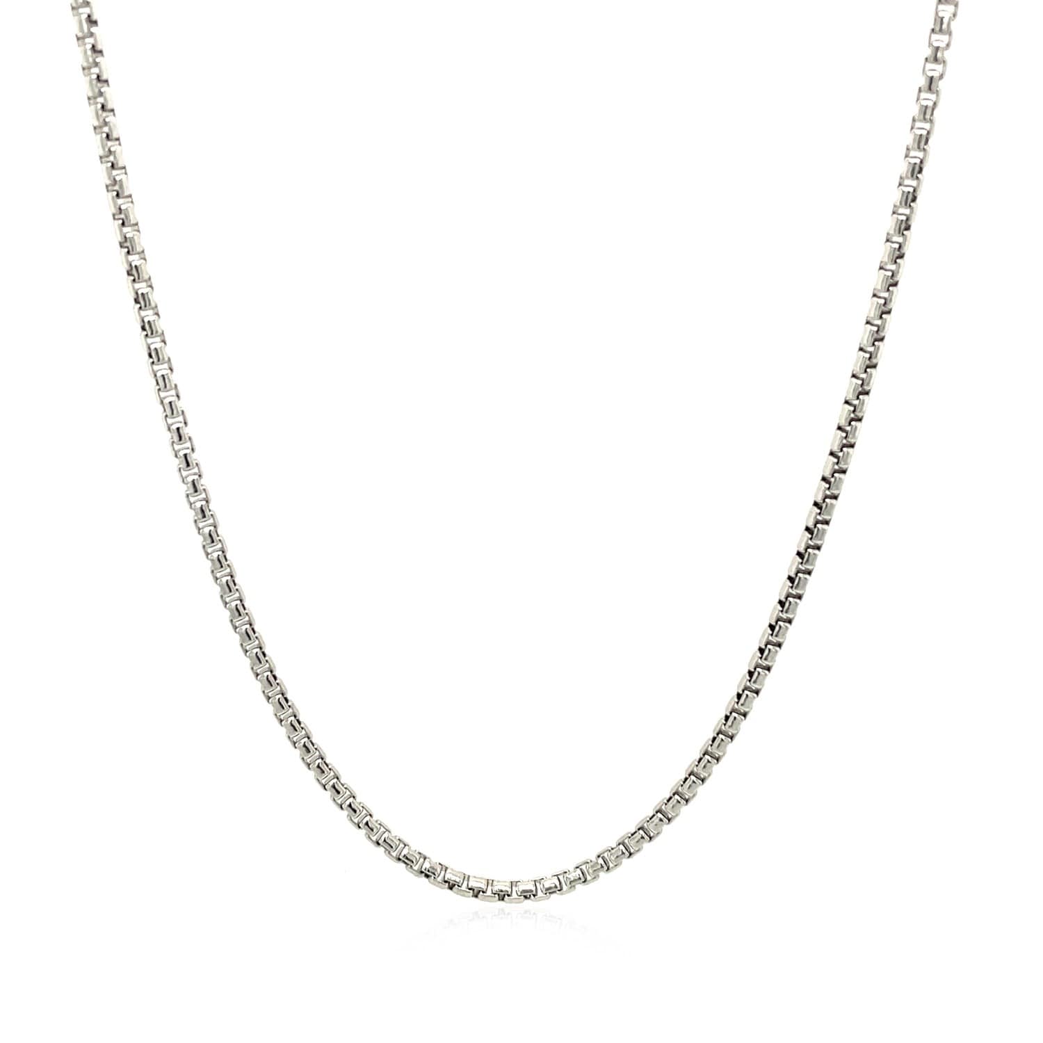 MayaMila Sterling Silver Rhodium Plated Round Box Chain 1.5mm