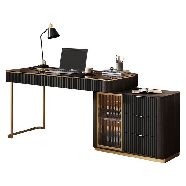 Black and gold l shaped desk discount