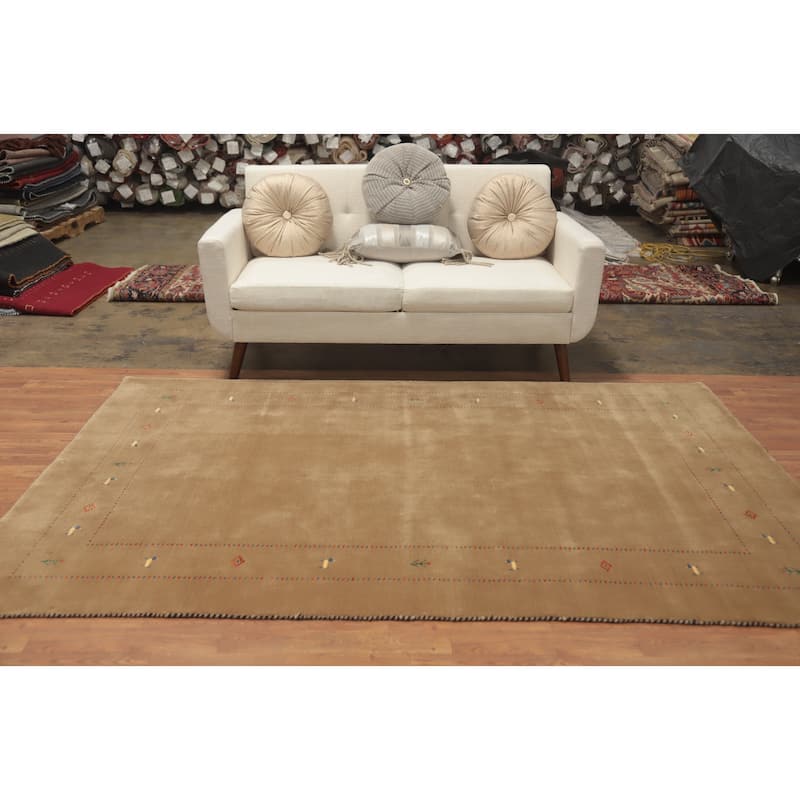 Hand Knotted Oriental 100% Wool Carpet Tribal Animal Pictorial Brown Gabbeh Area Rug - 8' 2'' X 5' 2''