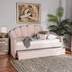 preview thumbnail 5 of 12, Timila Modern Velvet Upholstered Daybed with Trundle-Light Pink