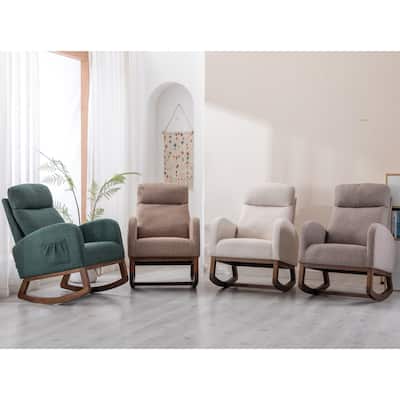 Modern Linen Upholstered Rocking Chair, Living Room Lounge Arm Chair