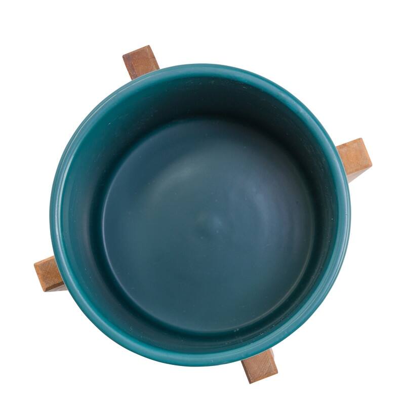 Liam Modern Ceramic Planter with Wood Legs