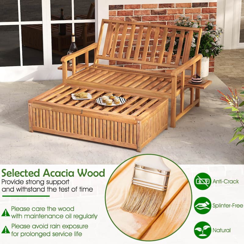 Costway Outdoor Wooden Daybed with 4-Level Backrest & Removable - See Details
