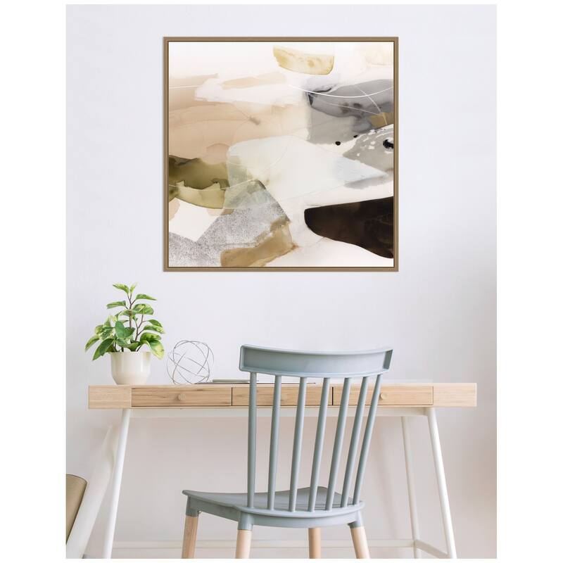 Kate and Laurel Golden Terrain by Amy Lighthall Framed Canvas Wall Art Print