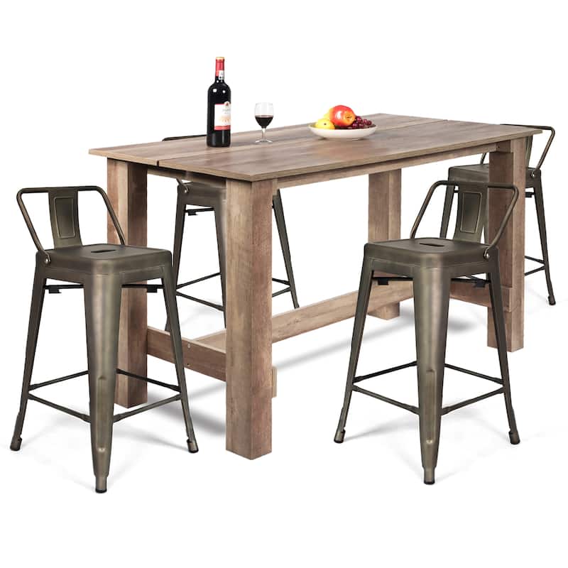 Costway 5 PCS Dining Table Set Kitchen Rectangular Counter Height