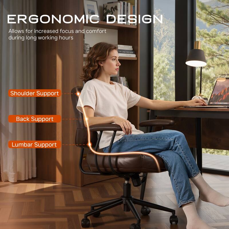 OVIOS Ergonomic PU Office Swivel Chair