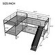 preview thumbnail 5 of 9, L-Shaped Twin Bunk Bed with Slide & Ladder, Space-Saving for Kids, Black