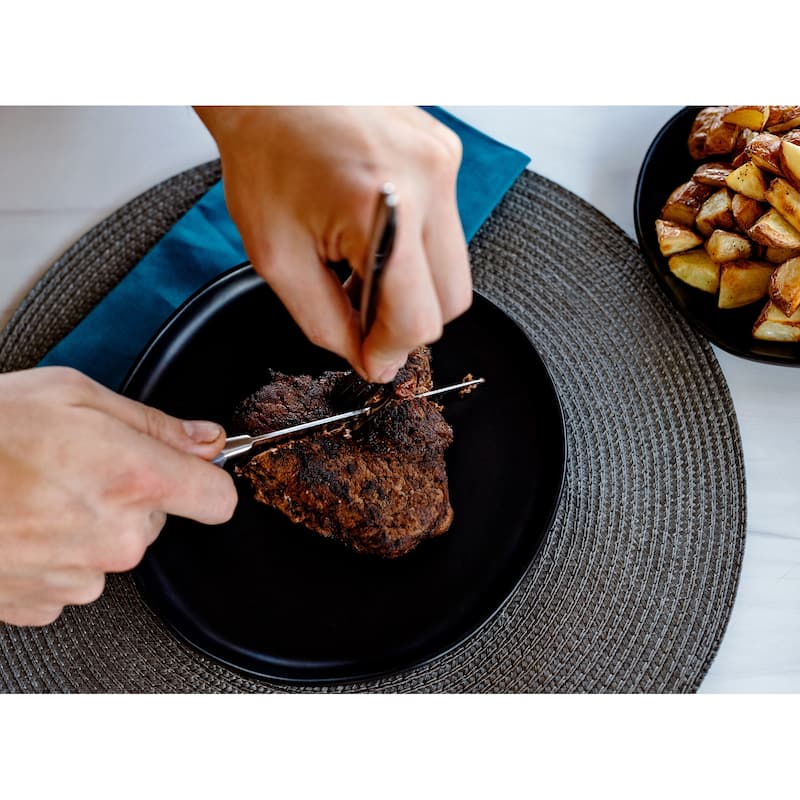 8-Piece Steak Knife Set - High Carbon Stainless Steel Serrated Blades, Ergonomic Handles, Black