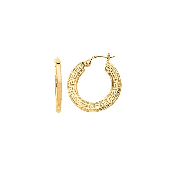 Mcs Jewelry Inc 14 Karat Yellow Gold Greek Key Hoop Earrings Mcs Jewelry Inc 14 Karat Yellow Gold Greek Key Hoop Earrings Diameter 24mm