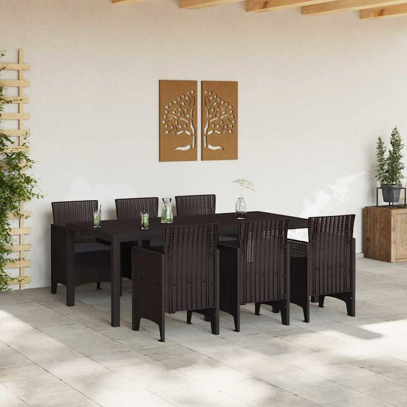 vidaXL Garden Dining Set 7/9 pcs Anthracite/Brown Polt rattan - 200 x 100 x 73 cm