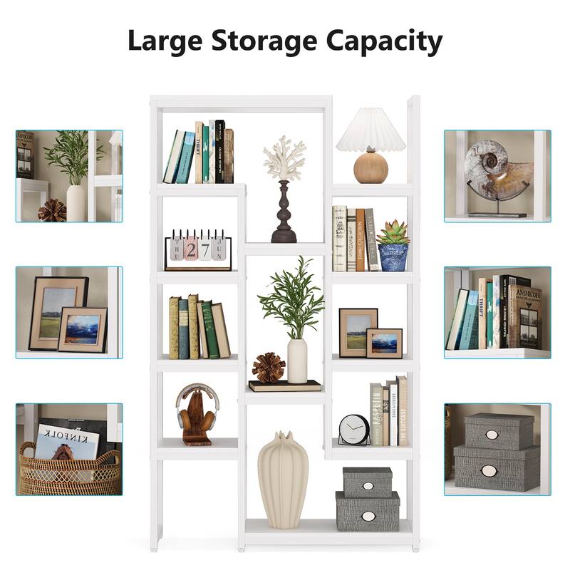 Tall Bookshelf 12 Open Shelves, 6-Tier Industrial Bookcase for Storage